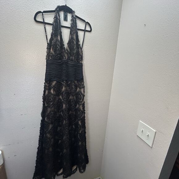 Tadashi Shoji Gown Maxi Dress SZ 4 Black-Tie Formal Wedding Whimsigoth Prom Goth - Picture 1 of 14